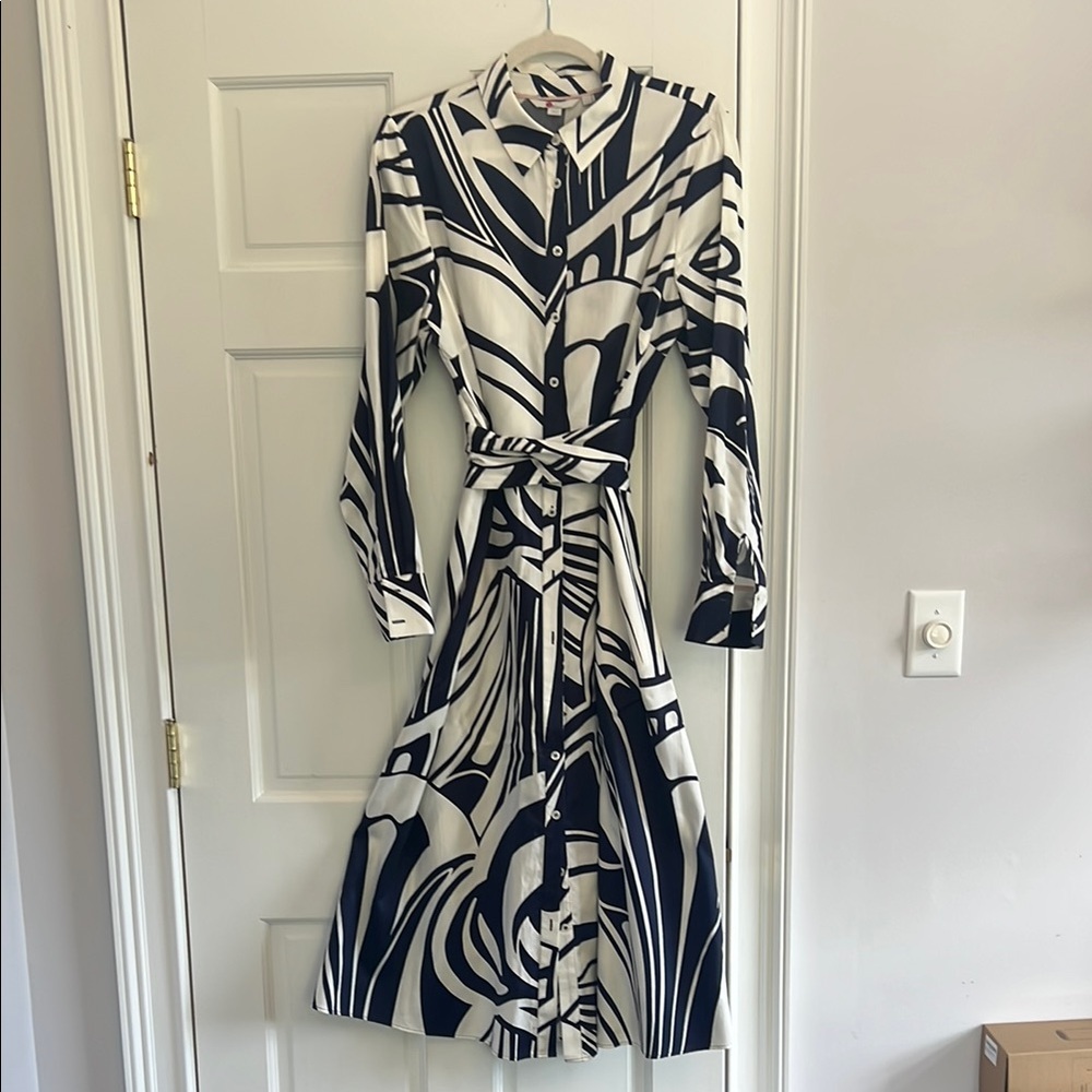 Boden Black and White Patterned Dress